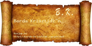 Berda Krisztián névjegykártya